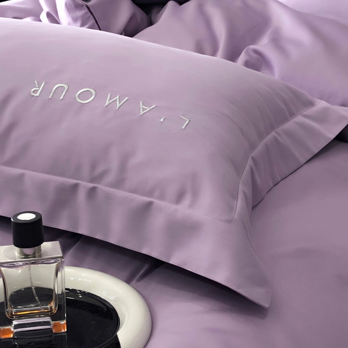 91家纺网 家纺一手货源 找家纺 禧澜庭 2026新款高支纯棉全棉斜纹四件套刺绣绣花款轻奢三件套--简爱系列 星辰紫