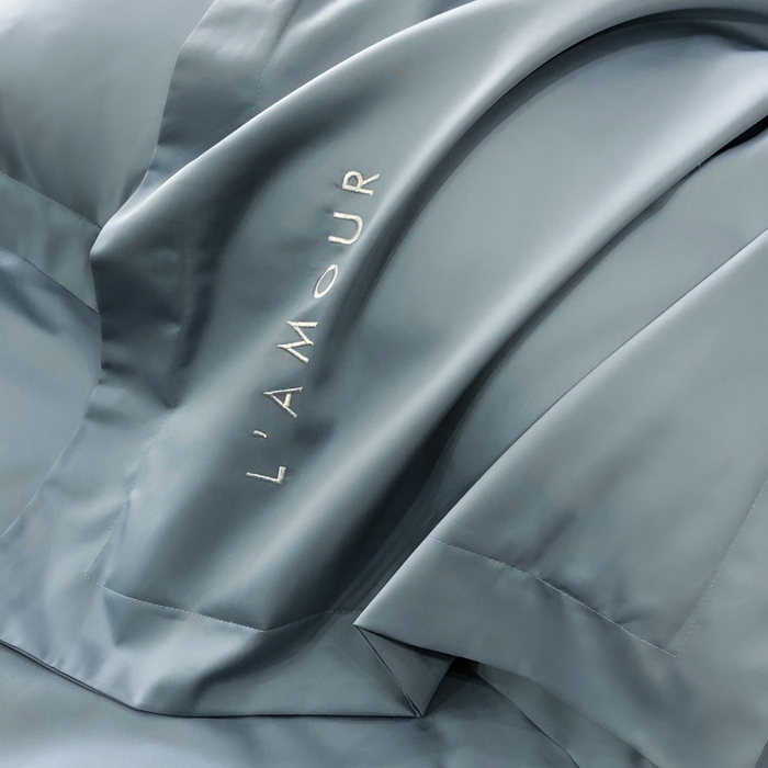 91家纺网 家纺一手货源 找家纺 禧澜庭 2026新款高支纯棉全棉斜纹四件套刺绣绣花款轻奢三件套--简爱系列 莫奈蓝