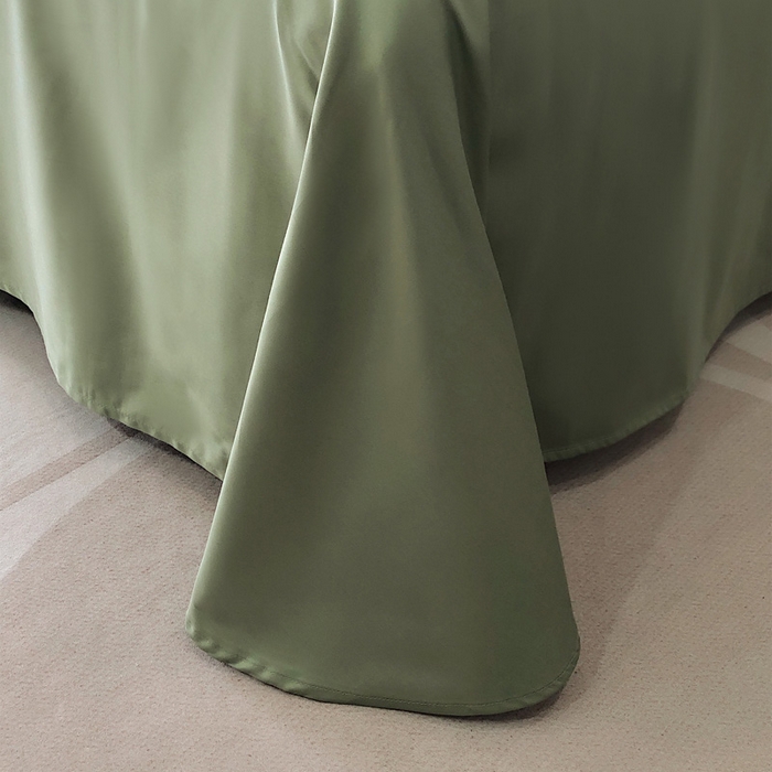 91家纺网 家纺一手货源 找家纺 禧澜庭 2026新款高支纯棉全棉斜纹四件套刺绣绣花款轻奢三件套--简爱系列 贵族白+绿色