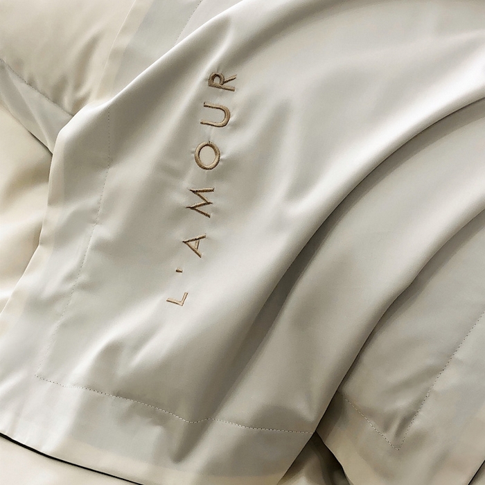 91家纺网 家纺一手货源 找家纺 禧澜庭 2026新款高支纯棉全棉斜纹四件套刺绣绣花款轻奢三件套--简爱系列 贵族白+绿色