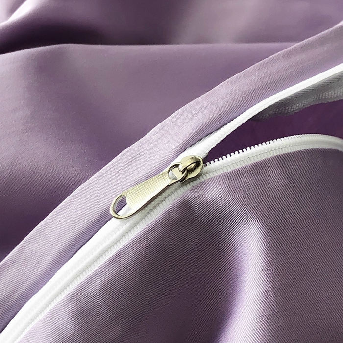 91家纺网 家纺一手货源 找家纺 禧澜庭 2026新款高支纯棉全棉斜纹四件套刺绣绣花款轻奢三件套--简爱系列 贵族白+浅紫