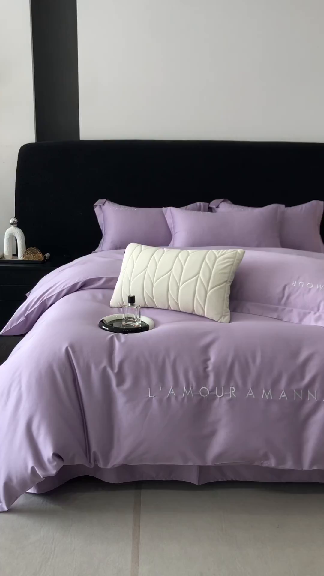 91家纺网 家纺一手货源 找家纺 禧澜庭 2026新款高支纯棉全棉斜纹四件套刺绣绣花款轻奢三件套--简爱系列 星辰紫