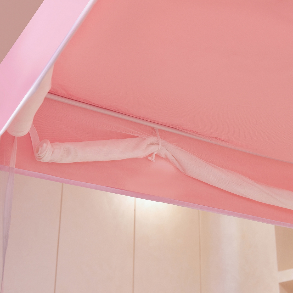 91家纺网 家纺一手货源 找家纺 世婕 2026新款大空间防尘坐床蚊帐-素夏 素夏 粉玉