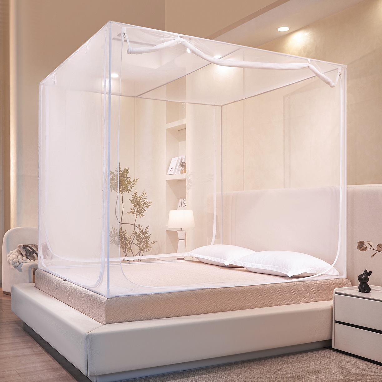 世婕 2026新款大空间防尘坐床蚊帐-素夏 素夏 白 无顶