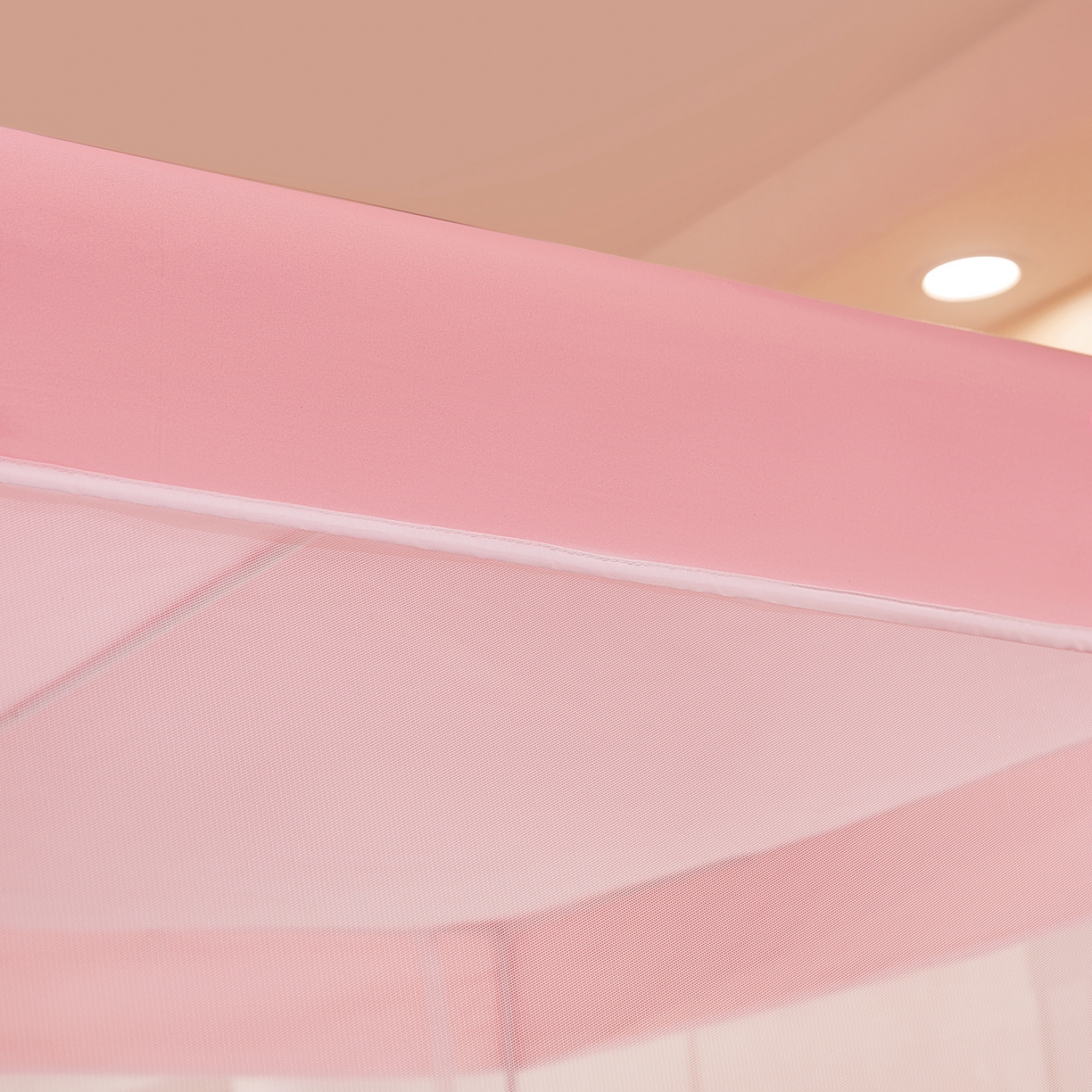 91家纺网 家纺一手货源 找家纺 世婕 2026新款大空间防尘坐床蚊帐-素夏 素夏 粉玉