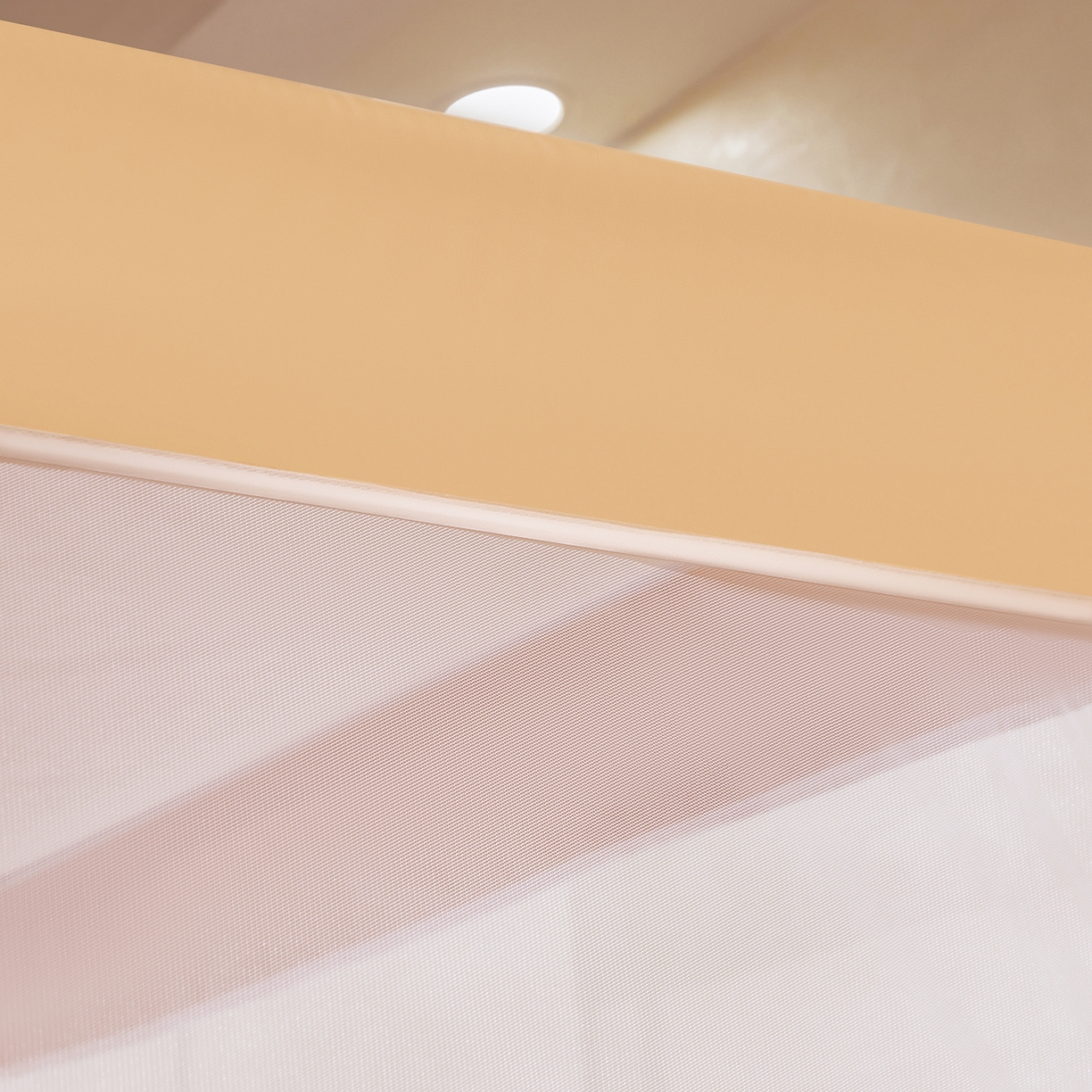 91家纺网 家纺一手货源 找家纺 世婕 2026新款大空间防尘坐床蚊帐-素夏 素夏 卡其