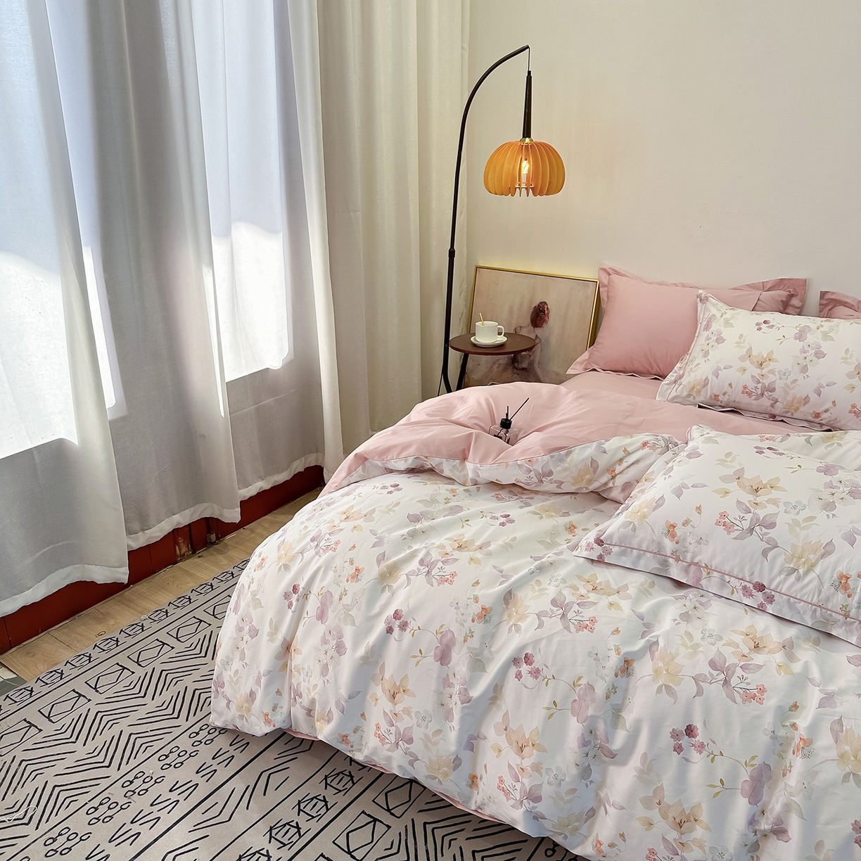 橙艺家居 2026新款丝光铂金云棉印花四件套 本店线上严格控价，券后、活动后标准不得低于218元，以此类推。请各位老爷严格遵守，以免低价后再调整价格，影响链接权重 花颜外-粉