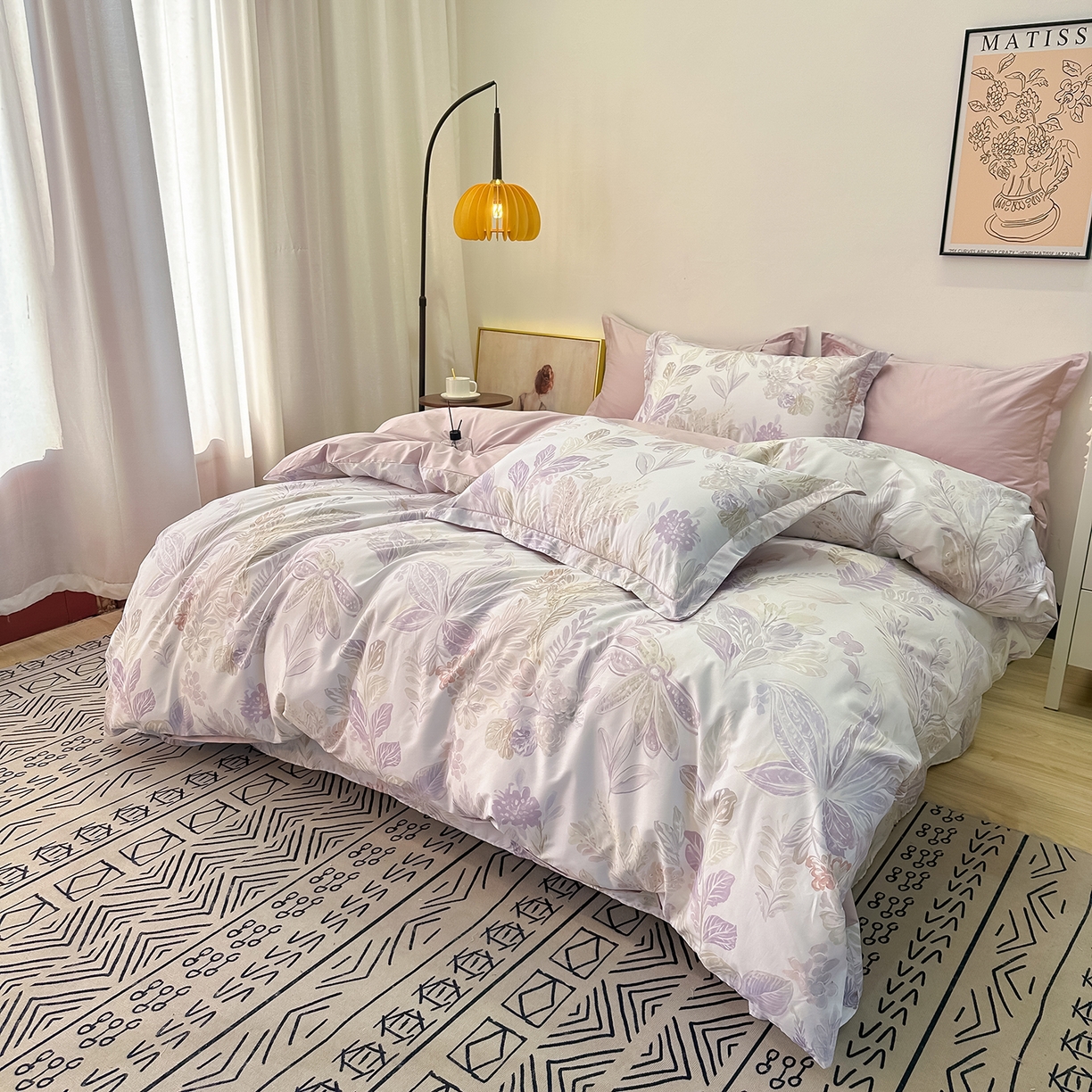 91家纺网 家纺一手货源 找家纺 橙艺家居 2026新款丝光铂金云棉印花四件套 本店线上严格控价，券后、活动后标准不得低于218元，以此类推。请各位老爷严格遵守，以免低价后再调整价格，影响链接权重 花朝拾露-紫