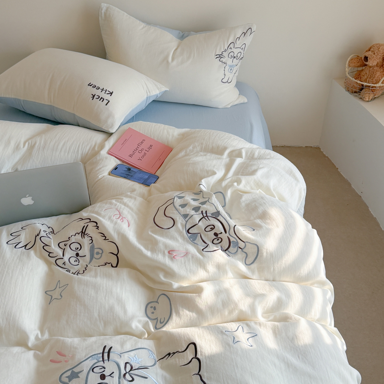 91家纺网 家纺一手货源 找家纺 （总）FORTWO家纺原创设计（FOR TWO家纺） 2026新款全棉双层纱四件套--睡觉猫(会员-15 控价：（券前）基础价不低于小号248元，中号328元，大号348元 床笠加10元)