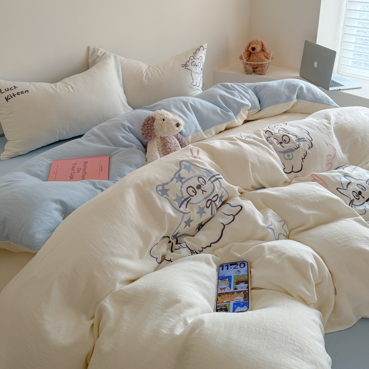 91家纺网 家纺一手货源 找家纺 （总）FORTWO家纺原创设计（FOR TWO家纺） 2026新款全棉双层纱四件套--睡觉猫(会员-15 控价：（券前）基础价不低于小号248元，中号328元，大号348元 床笠加10元)