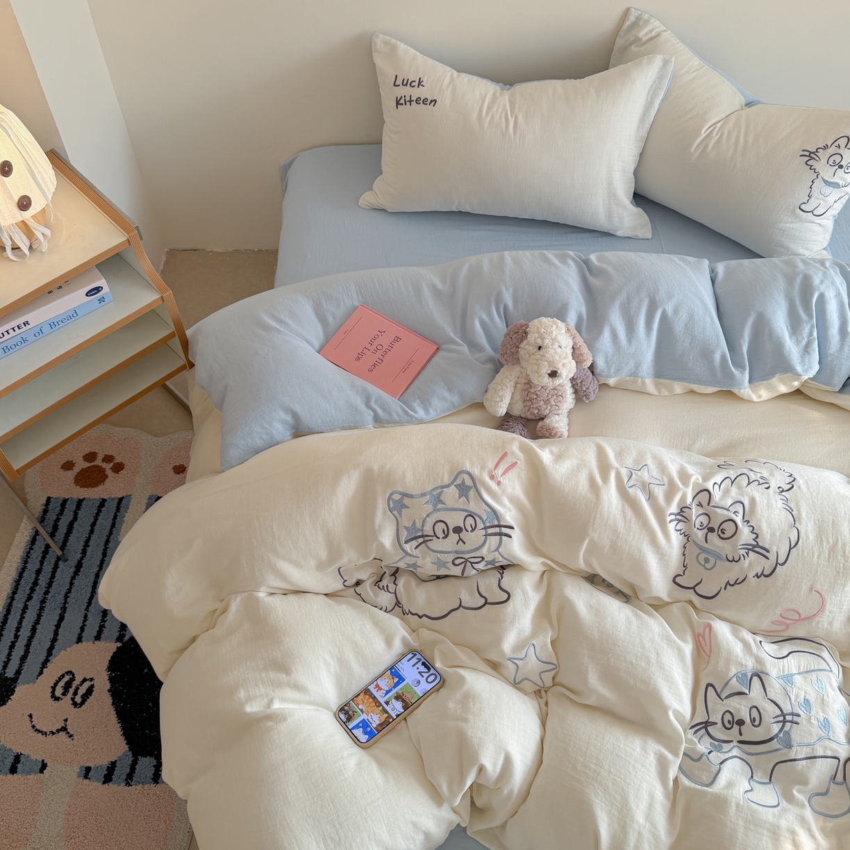 91家纺网 家纺一手货源 找家纺 （总）FORTWO家纺原创设计（FOR TWO家纺） 2026新款全棉双层纱四件套--睡觉猫(会员-15 控价：（券前）基础价不低于小号248元，中号328元，大号348元 床笠加10元)