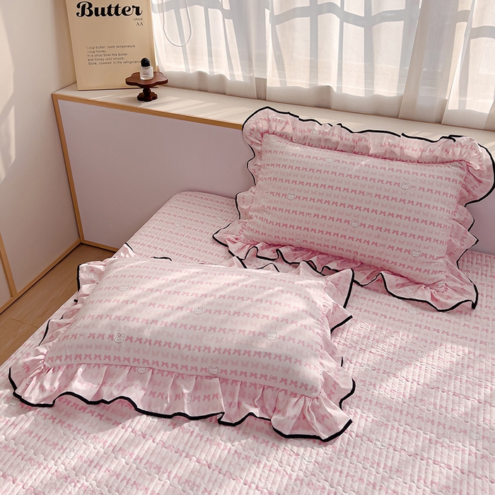 91家纺网 家纺一手货源 找家纺 赛丽雅 2026春夏新款古法水洗棉床盖四件套 可爱兔