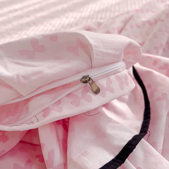 91家纺网 家纺一手货源 找家纺 赛丽雅 2026春夏新款古法水洗棉床盖四件套 可爱兔