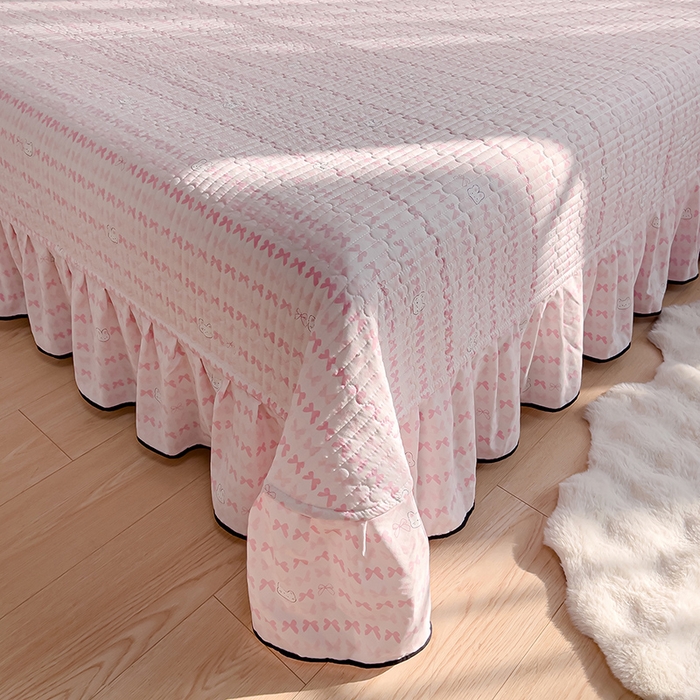 91家纺网 家纺一手货源 找家纺 赛丽雅 2026春夏新款古法水洗棉床盖四件套 可爱兔