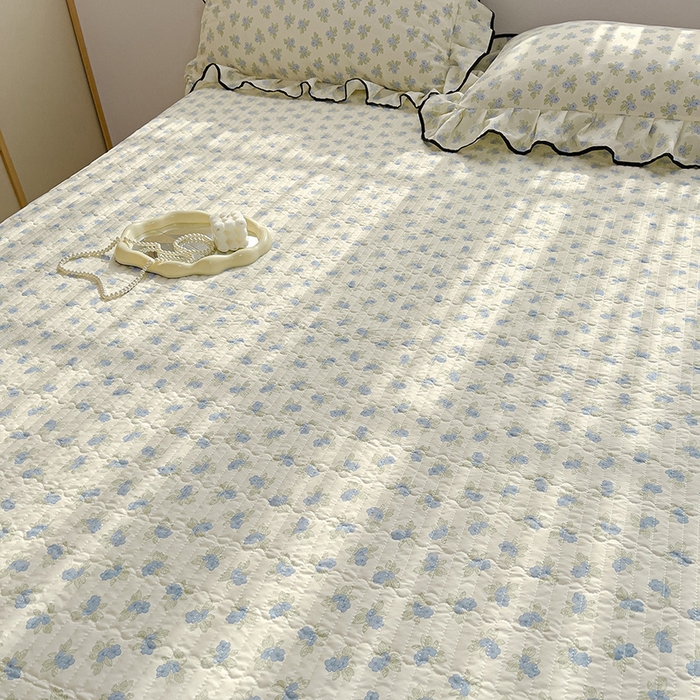 91家纺网 家纺一手货源 找家纺 赛丽雅 2026春夏新款古法水洗棉床盖四件套 兰黛