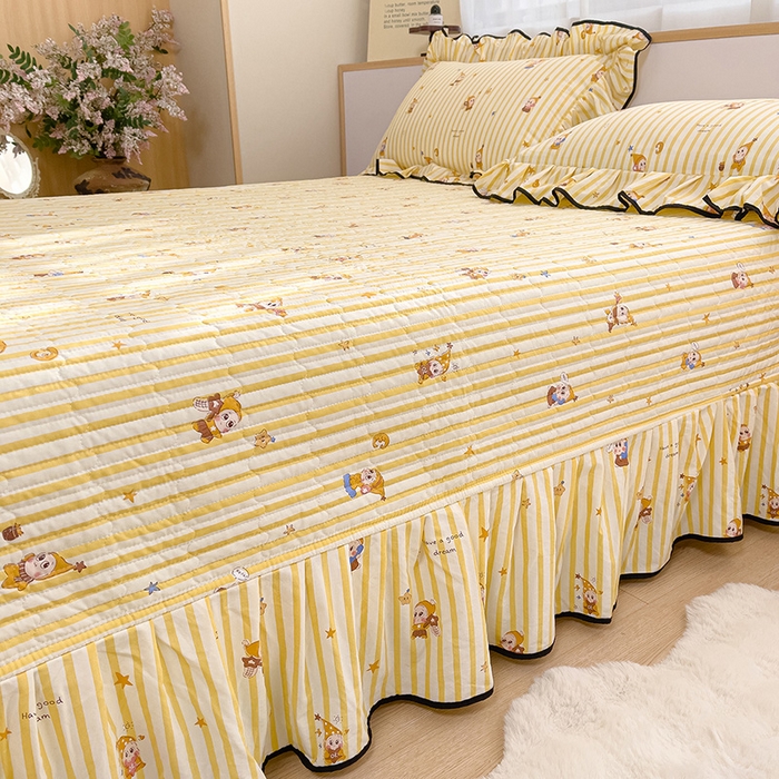 91家纺网 家纺一手货源 找家纺 赛丽雅 2026春夏新款古法水洗棉床盖四件套 甜星人