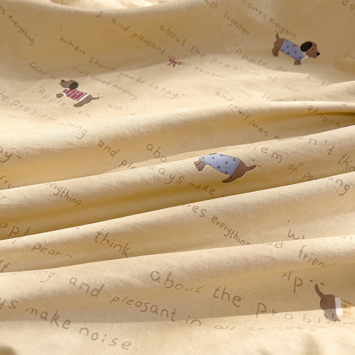 91家纺网 家纺一手货源 找家纺 赛丽雅 2026春夏新款古法水洗棉床盖四件套 狗狗家族