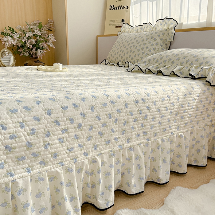 91家纺网 家纺一手货源 找家纺 赛丽雅 2026春夏新款古法水洗棉床盖四件套 兰黛