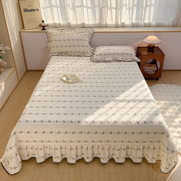 91家纺网 家纺一手货源 找家纺 赛丽雅 2026春夏新款古法水洗棉床盖四件套 木马乐园