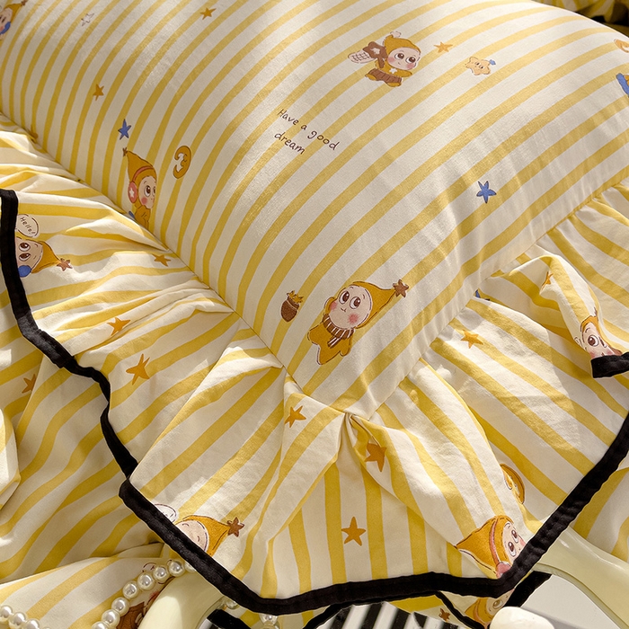 91家纺网 家纺一手货源 找家纺 赛丽雅 2026春夏新款古法水洗棉床盖四件套 甜星人