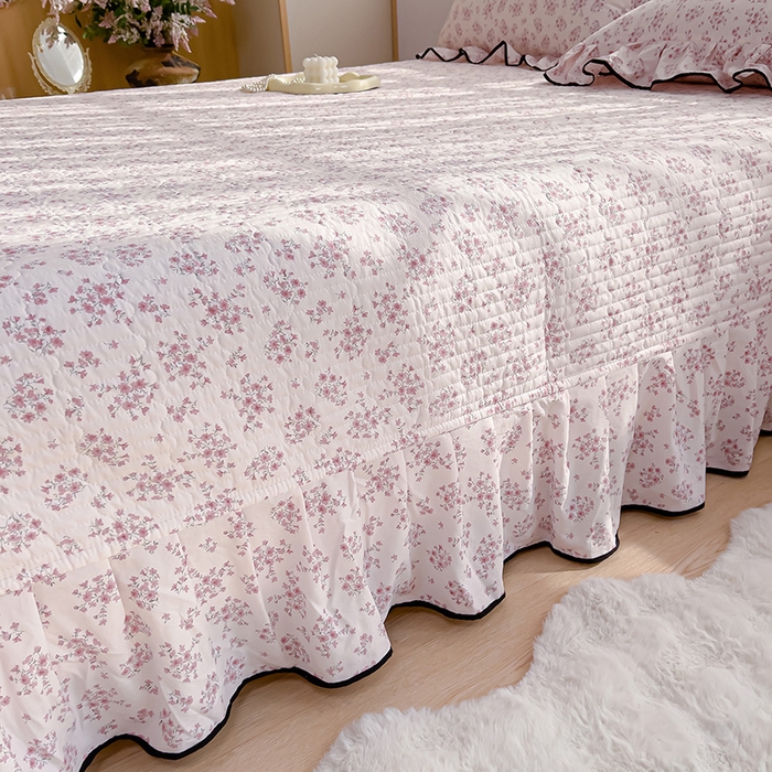 91家纺网 家纺一手货源 找家纺 赛丽雅 2026春夏新款古法水洗棉床盖四件套 七分甜