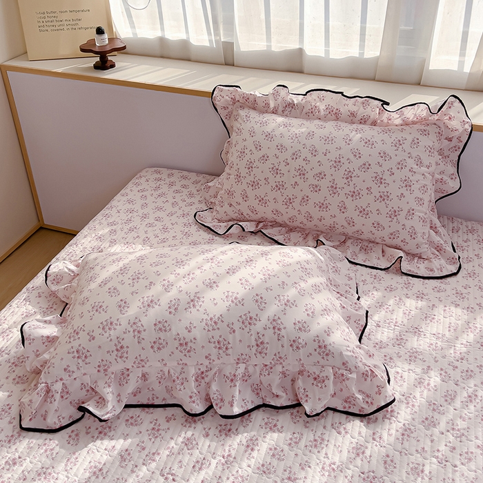 91家纺网 家纺一手货源 找家纺 赛丽雅 2026春夏新款古法水洗棉床盖四件套 七分甜