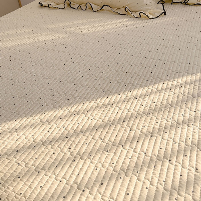 91家纺网 家纺一手货源 找家纺 赛丽雅 2026春夏新款古法水洗棉床盖四件套 波点