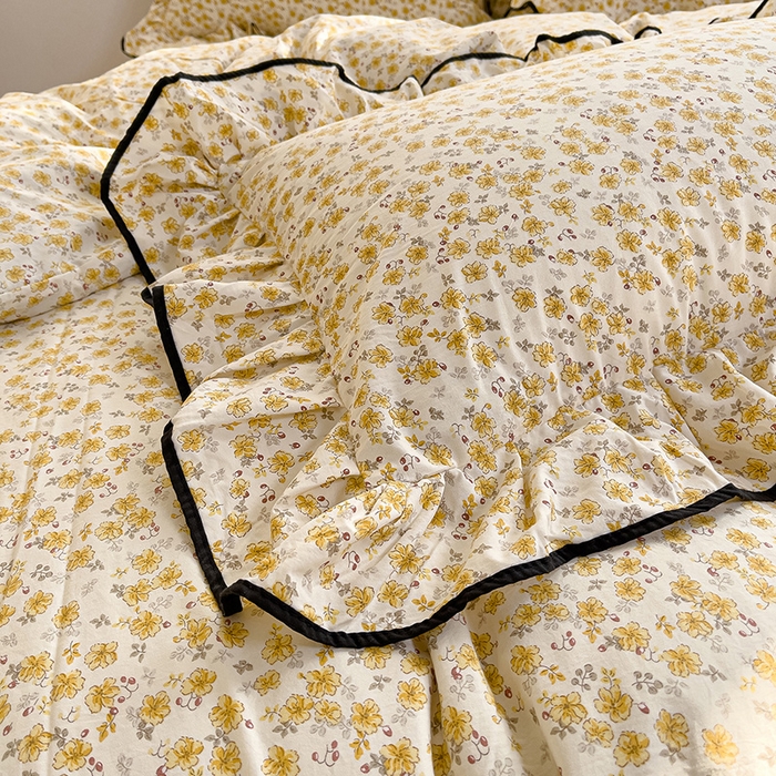 91家纺网 家纺一手货源 找家纺 赛丽雅 2026春夏新款古法水洗棉床盖四件套 花田错