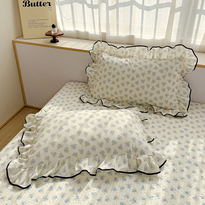 91家纺网 家纺一手货源 找家纺 赛丽雅 2026春夏新款古法水洗棉床盖四件套 兰黛