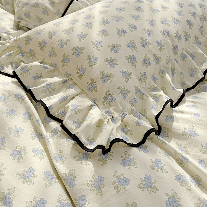 91家纺网 家纺一手货源 找家纺 赛丽雅 2026春夏新款古法水洗棉床盖四件套 兰黛