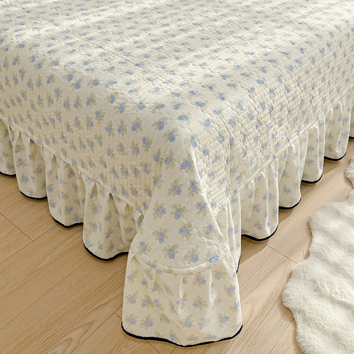 91家纺网 家纺一手货源 找家纺 赛丽雅 2026春夏新款古法水洗棉床盖四件套 兰黛