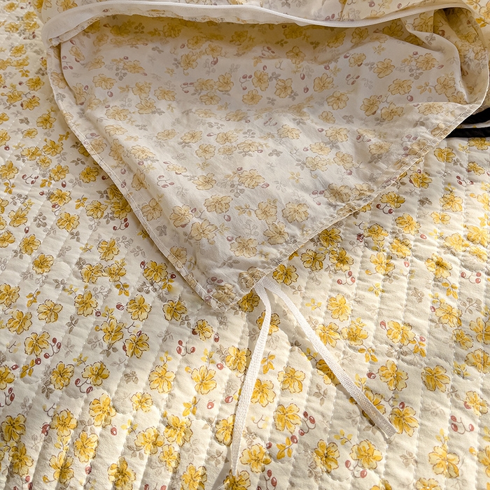 91家纺网 家纺一手货源 找家纺 赛丽雅 2026春夏新款古法水洗棉床盖四件套 花田错