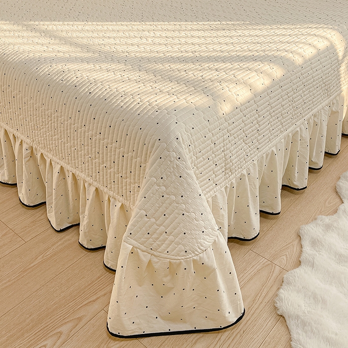 91家纺网 家纺一手货源 找家纺 赛丽雅 2026春夏新款古法水洗棉床盖四件套 波点