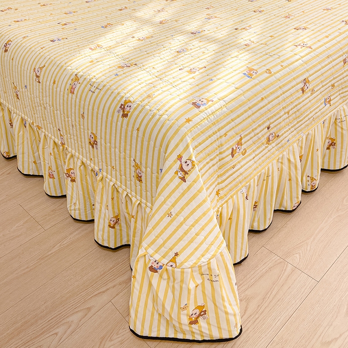 91家纺网 家纺一手货源 找家纺 赛丽雅 2026春夏新款古法水洗棉床盖四件套 甜星人