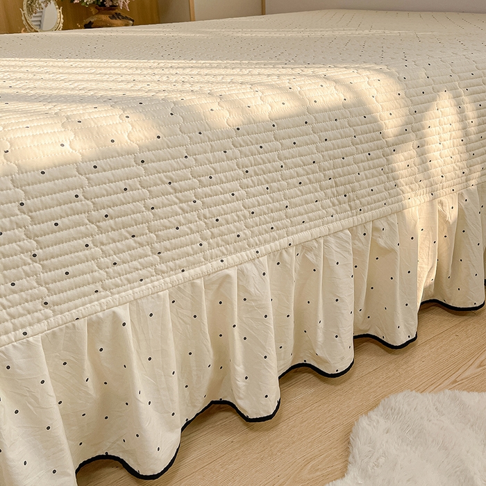 91家纺网 家纺一手货源 找家纺 赛丽雅 2026春夏新款古法水洗棉床盖四件套 波点