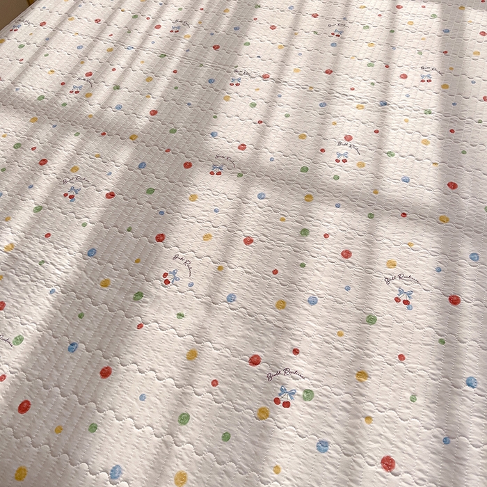 91家纺网 家纺一手货源 找家纺 赛丽雅 2026春夏新款古法水洗棉床盖四件套 彩色波点