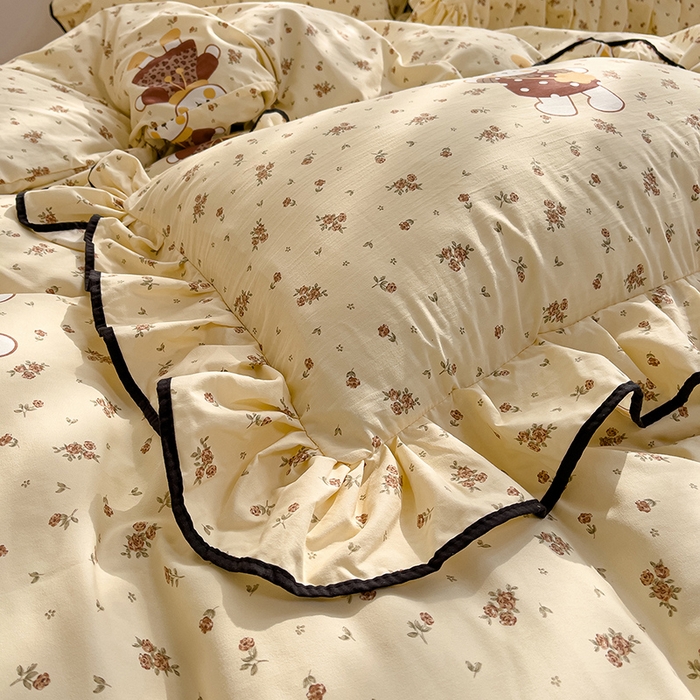 91家纺网 家纺一手货源 找家纺 赛丽雅 2026春夏新款古法水洗棉床盖四件套 暖兔