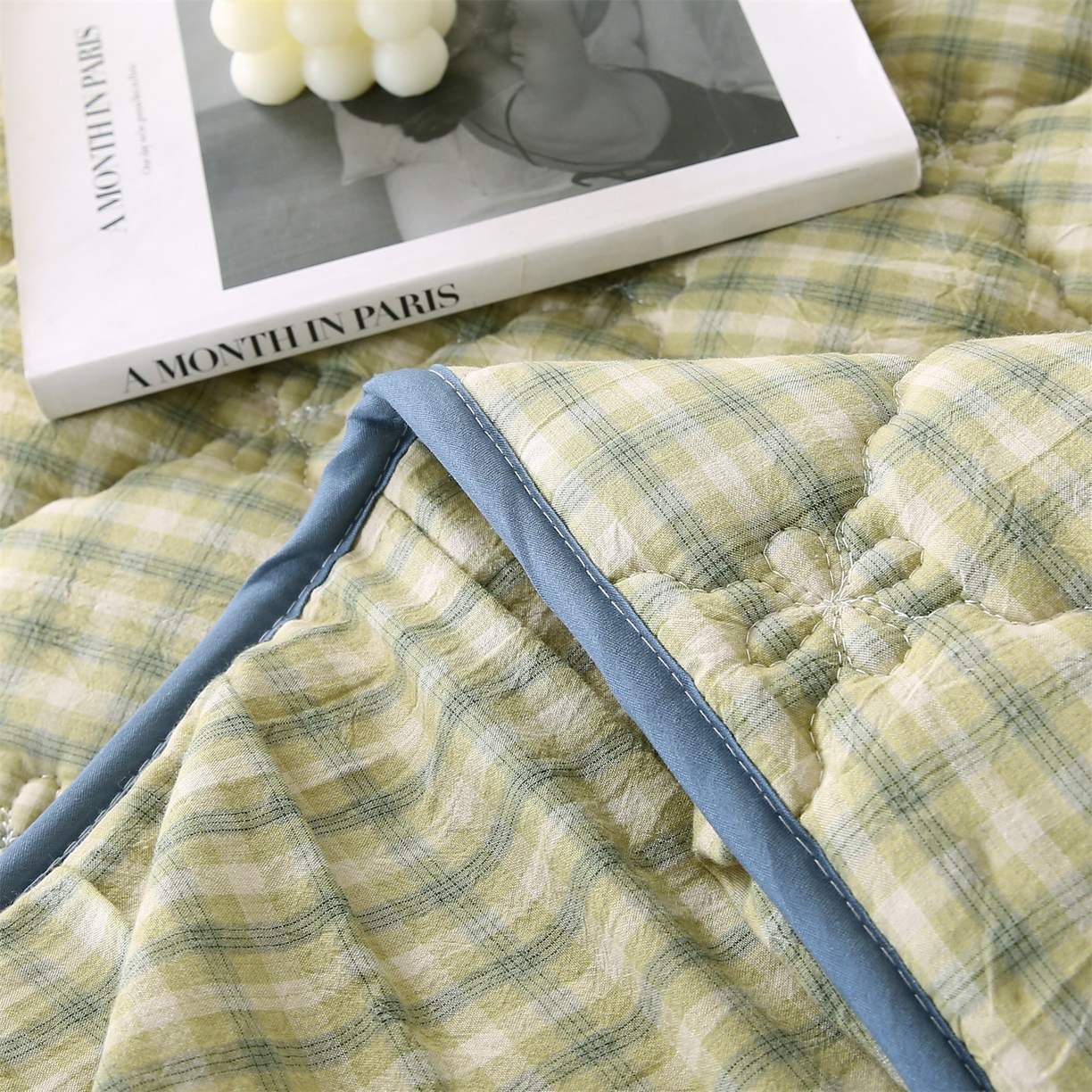 91家纺网 家纺一手货源 找家纺 （总）乐逸家纺 2026新款无印全棉色织水洗棉夹棉床裙三件套