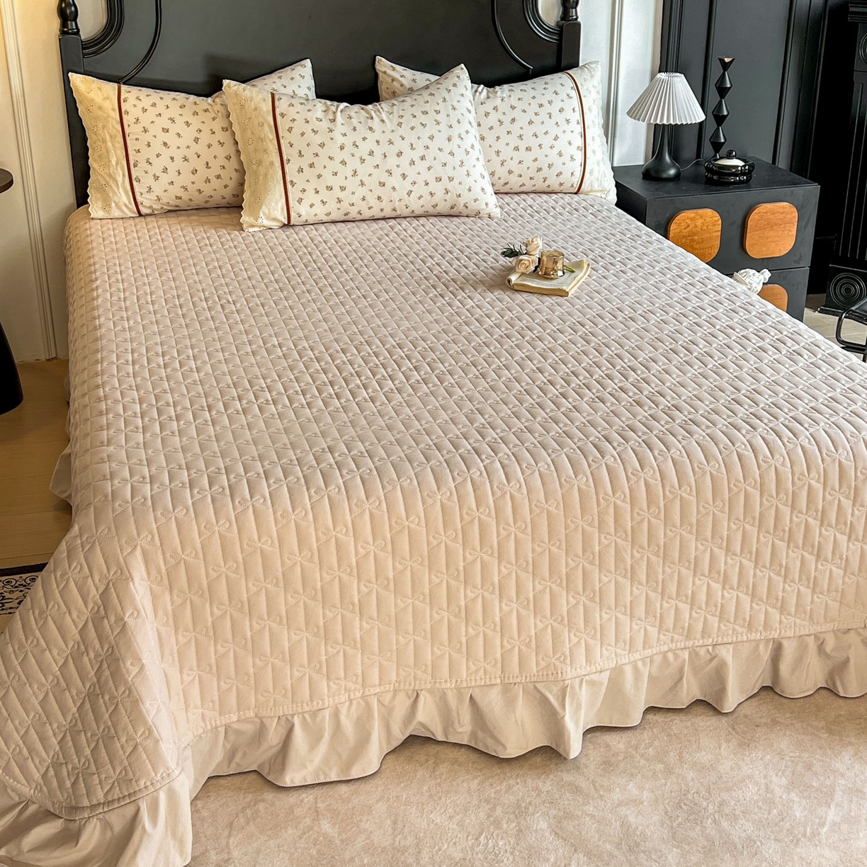 91家纺网 家纺一手货源 找家纺 （总）美梦家纺 2026新款高克重全棉花边云感棉床盖四件套