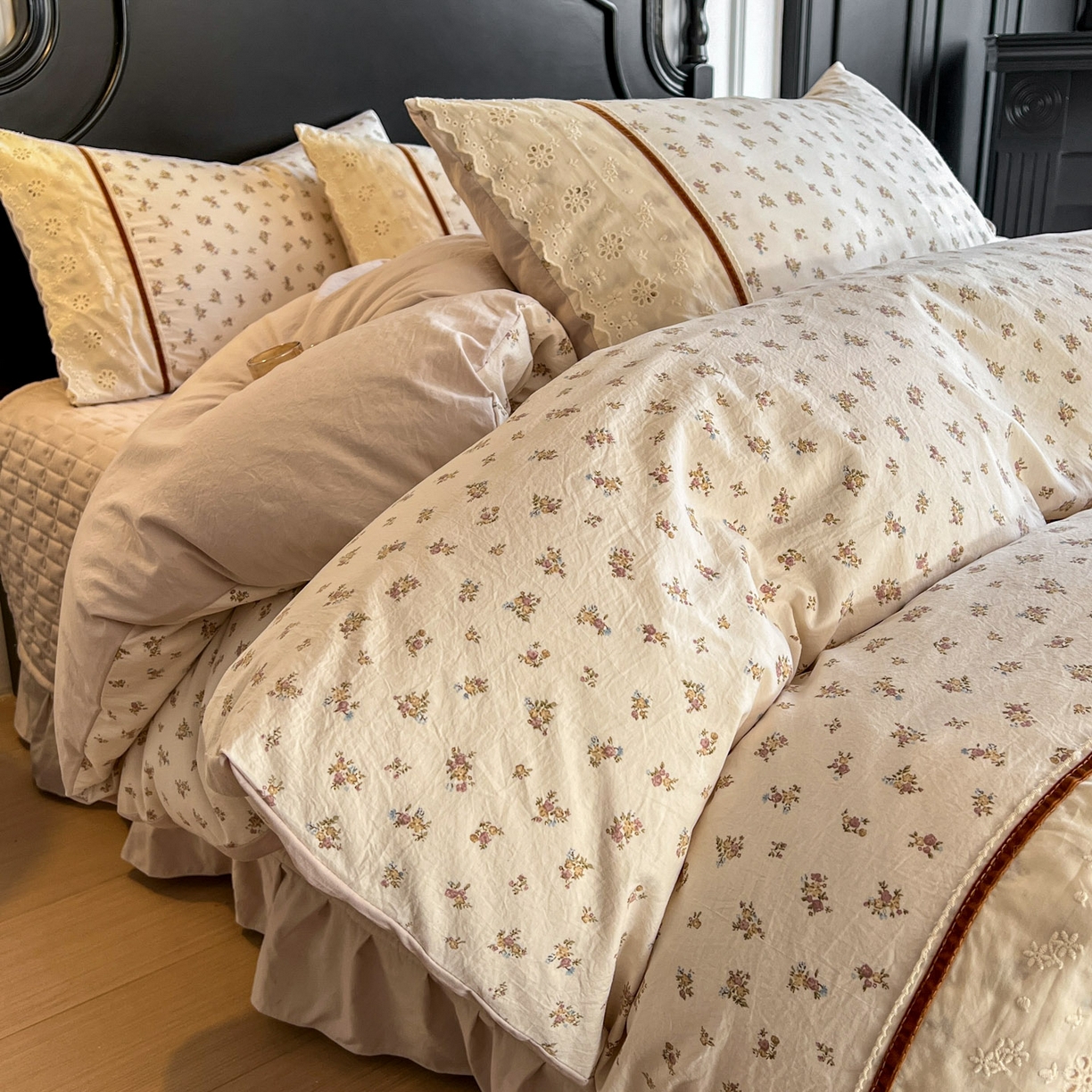 91家纺网 家纺一手货源 找家纺 （总）美梦家纺 2026新款高克重全棉花边云感棉床盖四件套