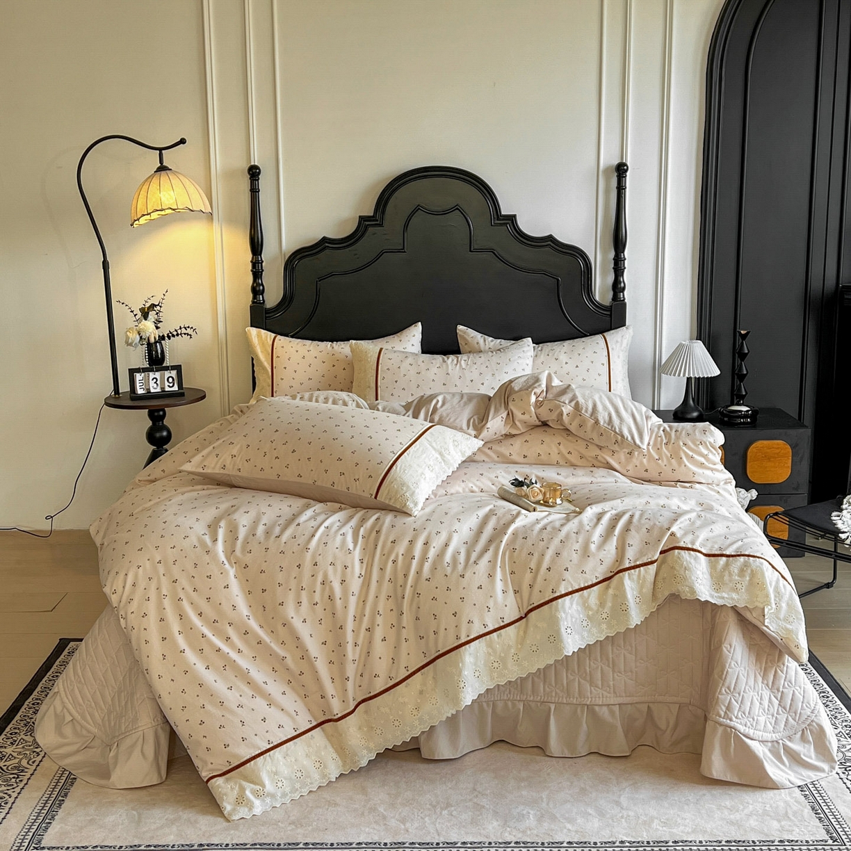 91家纺网 家纺一手货源 找家纺 （总）美梦家纺 2026新款高克重全棉花边云感棉床盖四件套