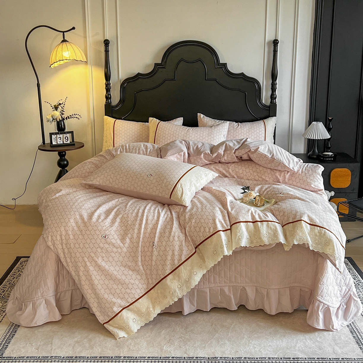 91家纺网 家纺一手货源 找家纺 （总）美梦家纺 2026新款高克重全棉花边云感棉床盖四件套