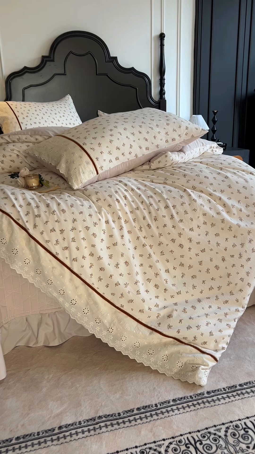 91家纺网 家纺一手货源 找家纺 美梦家纺 2026新款高克重全棉花边云感棉床盖四件套 希雅莉·米