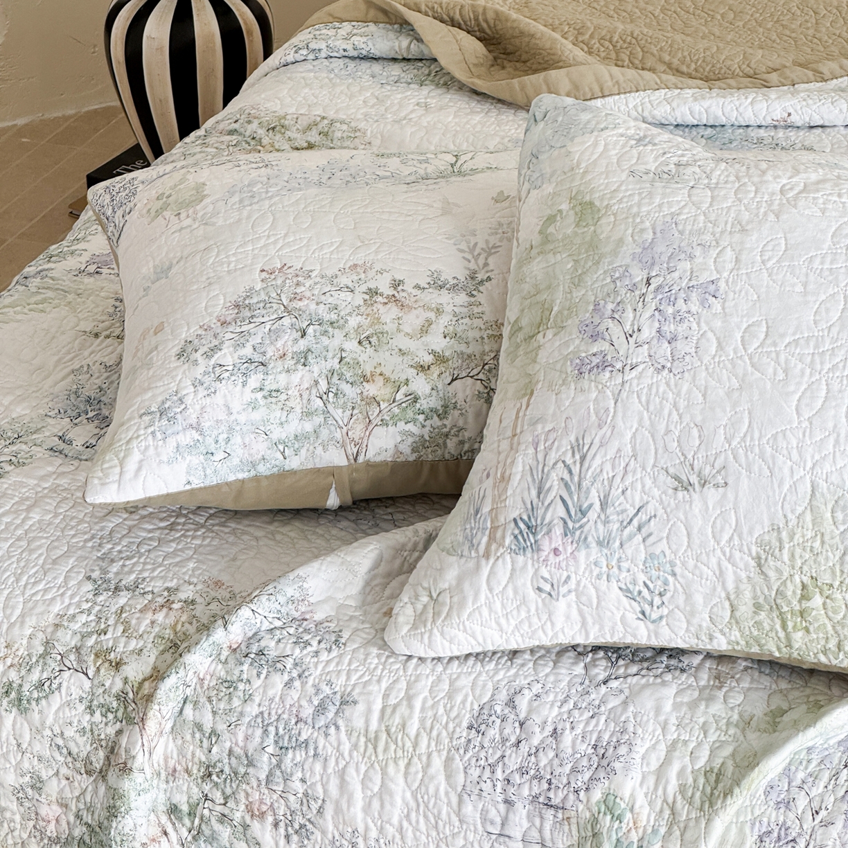 91家纺网 家纺一手货源 找家纺 床盖工厂店 2026新款高端活性数码工艺双面全棉棉花床盖三件套 翠薇