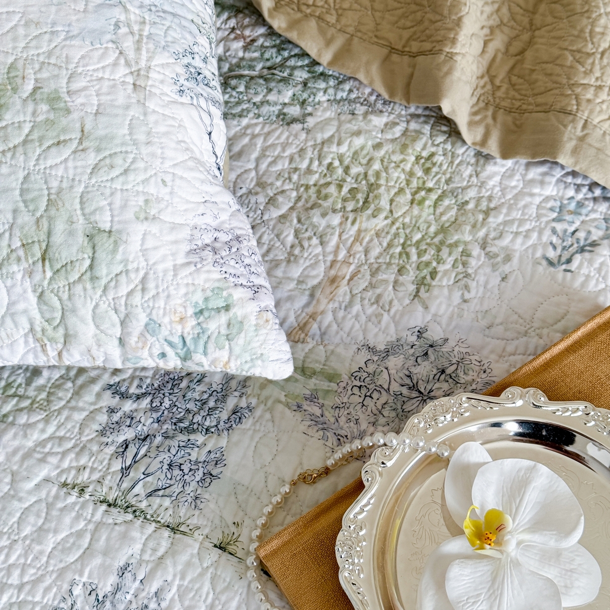 91家纺网 家纺一手货源 找家纺 床盖工厂店 2026新款高端活性数码工艺双面全棉棉花床盖三件套 翠薇