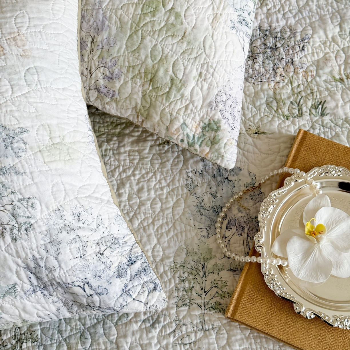 91家纺网 家纺一手货源 找家纺 床盖工厂店 2026新款高端活性数码工艺双面全棉棉花床盖三件套 翠薇