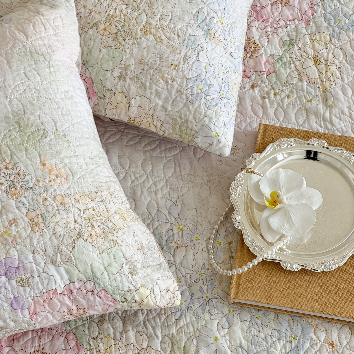 91家纺网 家纺一手货源 找家纺 床盖工厂店 2026新款高端活性数码工艺双面全棉棉花床盖三件套 漫花野