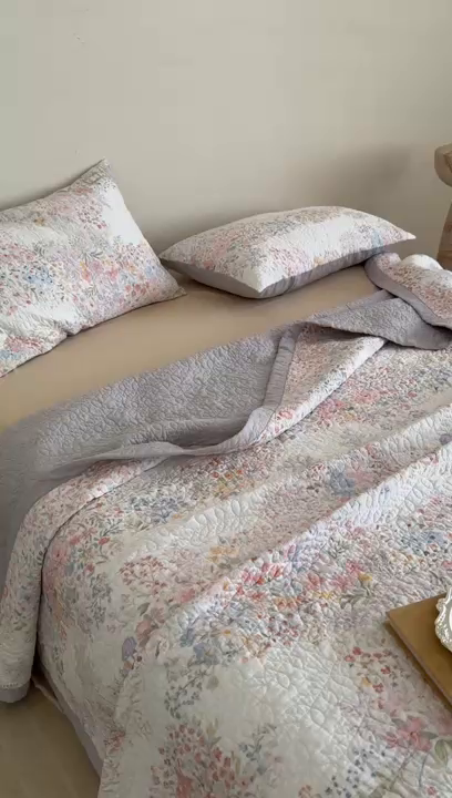 91家纺网 家纺一手货源 找家纺 床盖工厂店 2026新款高端活性数码工艺双面全棉棉花床盖三件套 心蕊