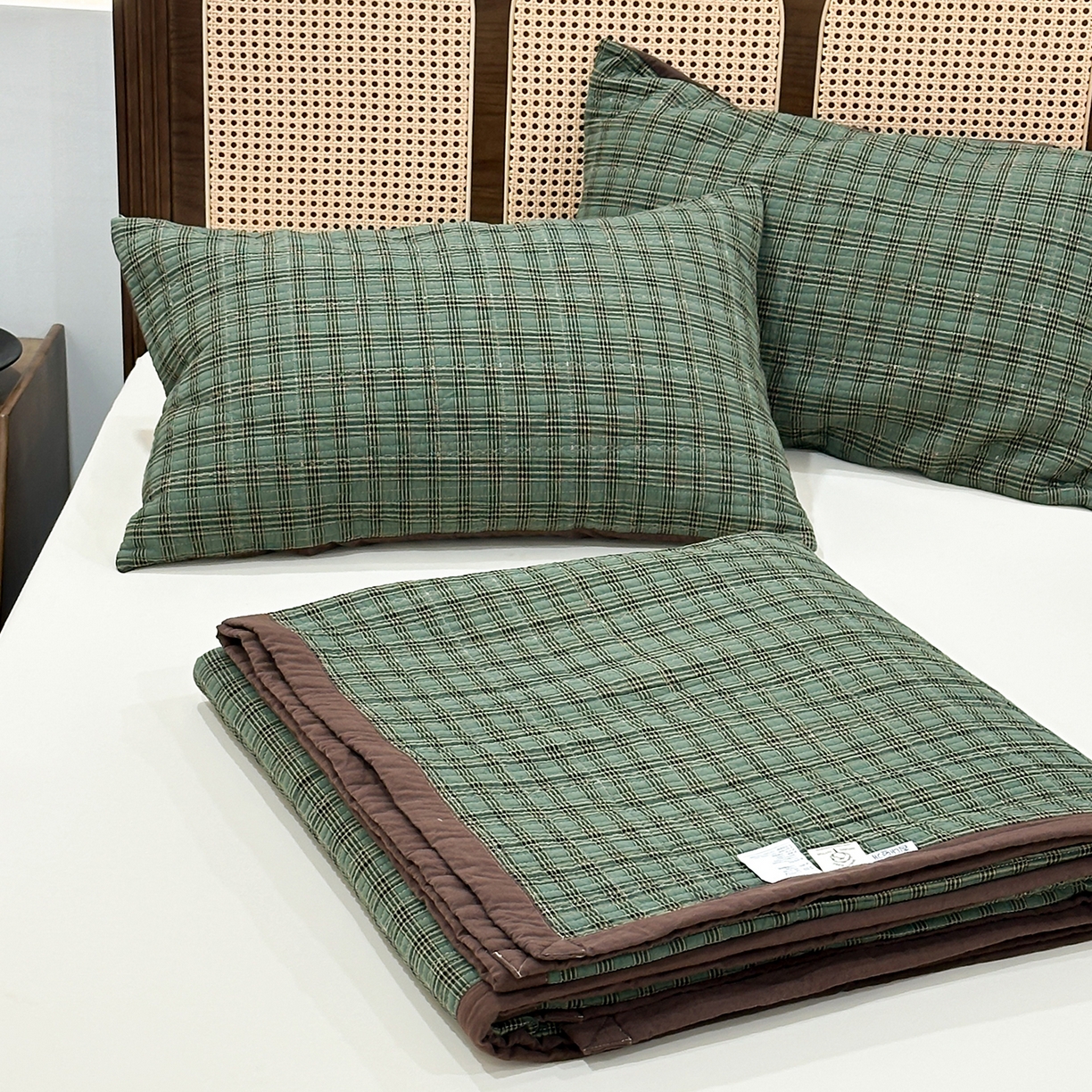 91家纺网 家纺一手货源 找家纺 （总）床盖工厂店 2026新款双面水洗全棉填充棉花床盖三件套-重楼格系列