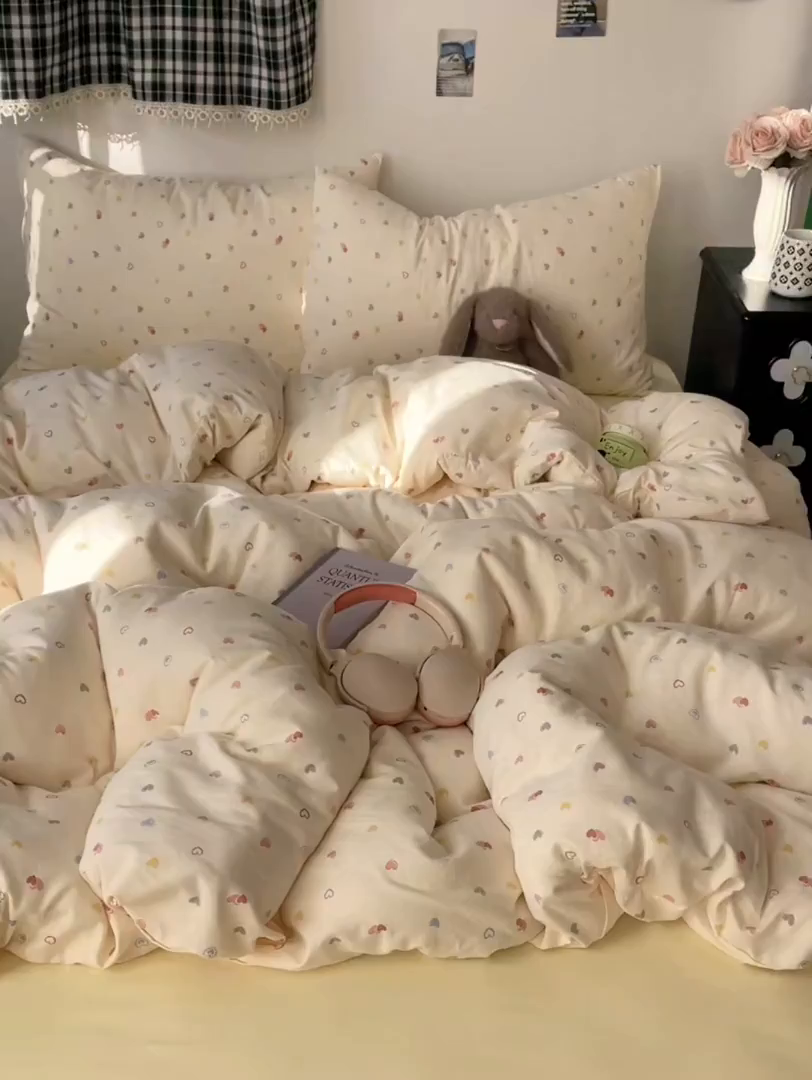 91家纺网 家纺一手货源 找家纺 （总）初念 2026新款A类小清新古法简约水洗棉四件套